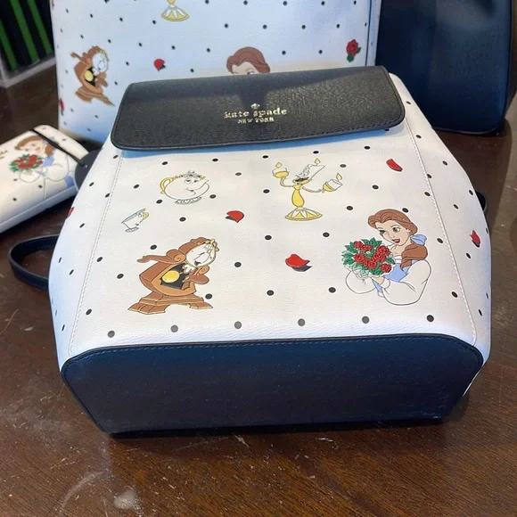 Disney X Kate Spade The Beauty Medium Flap Backpack 
Cream Multi 
NWT - Picture 10 of 16